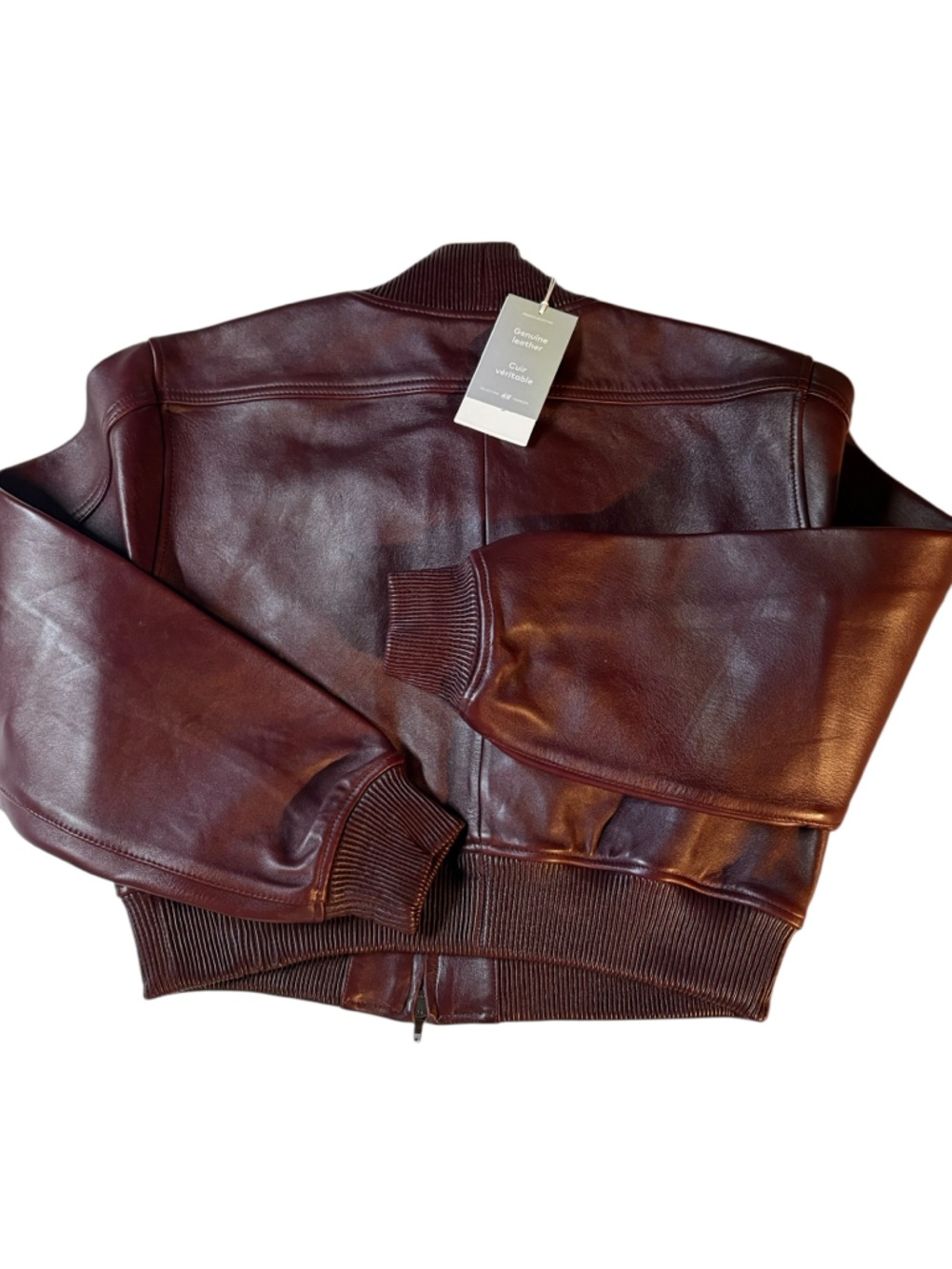 H&M STUDIO COLLECTION 2026 NWT Burgundy
Leather Bomber Jacket in Sz M - Picture 10 of 16